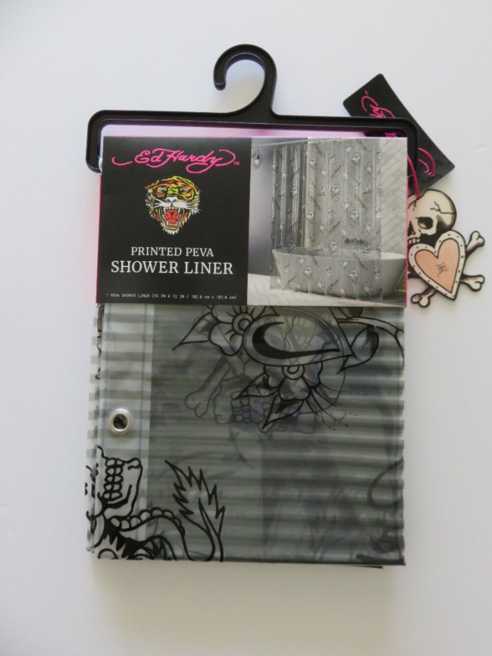 (#143) Ed Hardy Shower Curtain Liner 72x72 Tattoo Printed PEVA